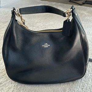 Coach Large Harley Hobo Black Pebbled Leather Shoulder Bag Black